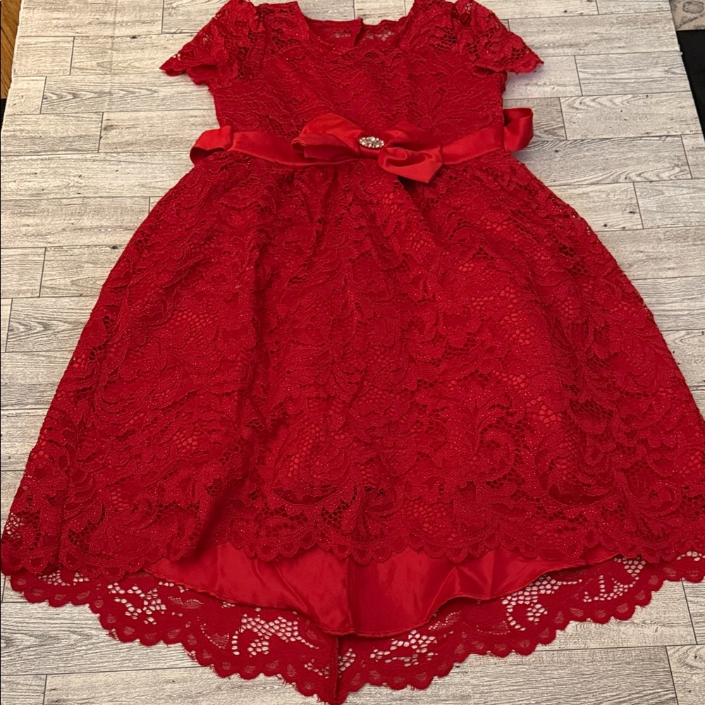 Elegant Red Lace Kids Dress